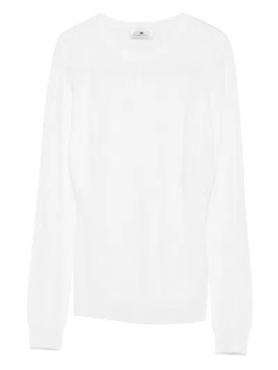 Elisabetta Franchi Wool Blend Crewneck Sweater In White