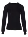 Elisabetta Franchi Wool Blend Crewneck Sweater In Black