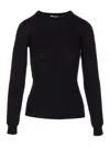 Elisabetta Franchi Wool Blend Crewneck Sweater In Black