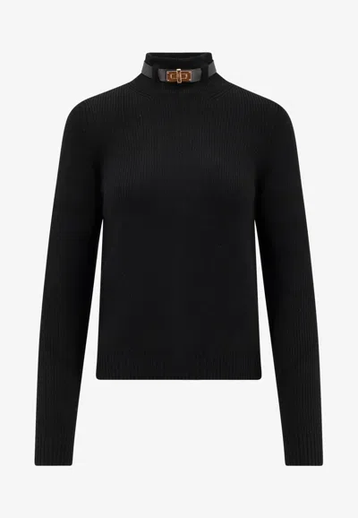 Elisabetta Franchi Wool-blend High-neck Sweater In Black