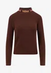 Elisabetta Franchi Wool-blend High-neck Sweater In Brown
