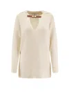 Elisabetta Franchi Wool-blend V-neck Sweater In Neutral