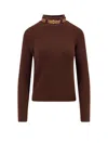 Elisabetta Franchi Wool-blend High-neck Sweater In Brown