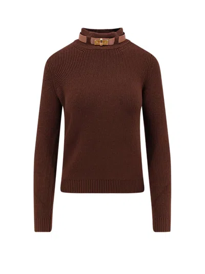 Elisabetta Franchi Wool Blend Sweater In Brown
