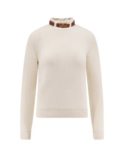 Elisabetta Franchi Wool Blend Sweater In White