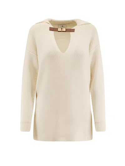 Elisabetta Franchi Wool Blend Sweater In Neutral