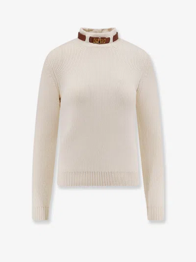 Elisabetta Franchi Wool Blend Sweater In White