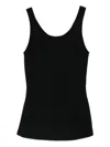 Elisabetta Franchi Fitted Scoop Neck Sleeveless Textured Top In Black