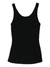 Elisabetta Franchi Fitted Scoop Neck Sleeveless Textured Top In Black