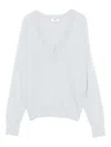 Elisabetta Franchi Wool Blend Tricot V-neck Sweater Clothing In Blue