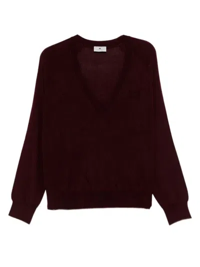 ELISABETTA FRANCHI ELISABETTA FRANCHI WOOL BLEND TRICOT V-NECK SWEATER CLOTHING