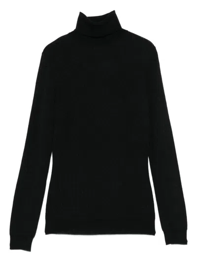 Elisabetta Franchi Wool Blend Turtle-neck Sweater In Black