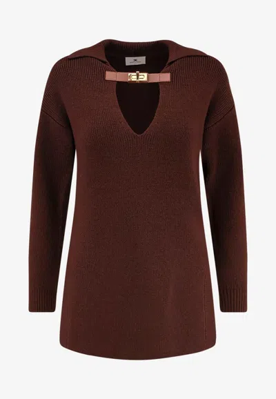 ELISABETTA FRANCHI WOOL-BLEND V-NECK SWEATER