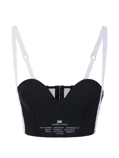 Elisabetta Franchi Wool Bra With Logo Print In Black