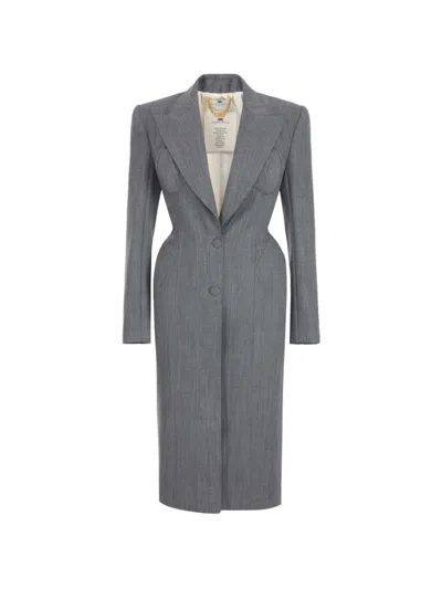 Elisabetta Franchi Wool Bustier-style Coat In Gray