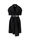 Elisabetta Franchi Double Wool Belted Cape Coat In Black