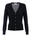 Elisabetta Franchi V-neck Textured Pattern Knitwear Cardigan In Black