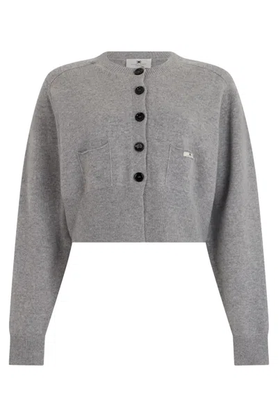 Elisabetta Franchi Wool Cashmere Blend Cardigan In Gray