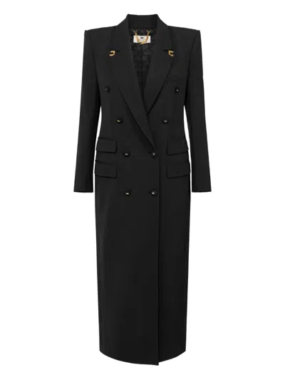 Elisabetta Franchi Wool Coat In Black