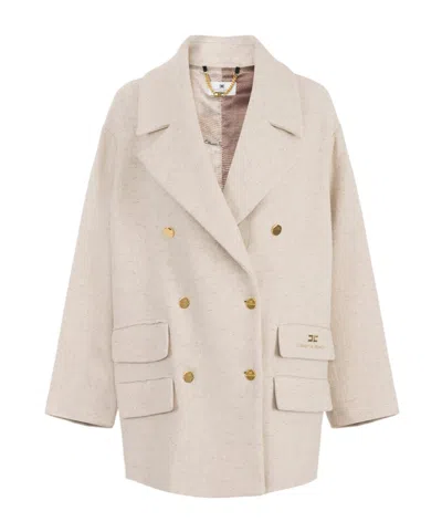 ELISABETTA FRANCHI DOUBLE-BREASTED GOLD-BUTTON COAT