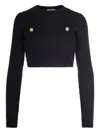 Elisabetta Franchi Wool Crewneck Sweater In Black