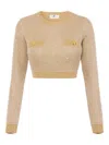 Elisabetta Franchi Wool Crewneck Sweater In Brown