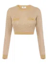 Elisabetta Franchi Wool Crewneck Sweater In Neutral