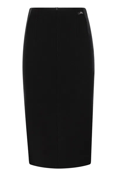 Elisabetta Franchi Wool Fabric Skirt In Black