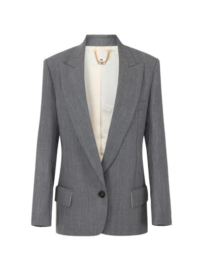 Elisabetta Franchi Long-sleeve Blazer In Gray