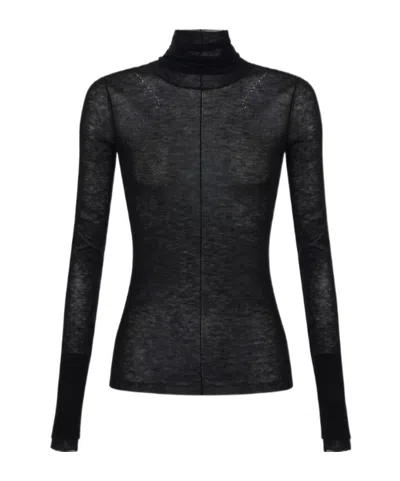 Elisabetta Franchi Wool Jumper With Ribbing In Brown