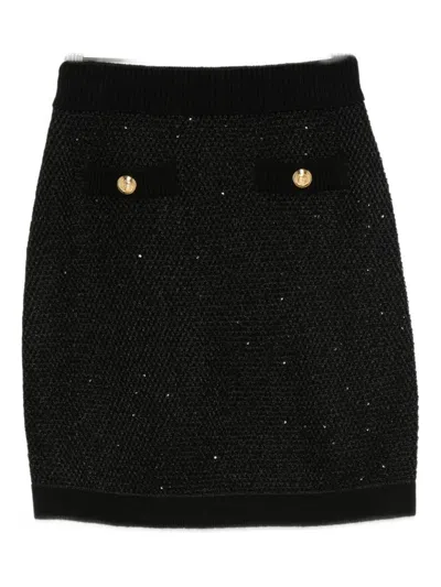 Elisabetta Franchi Wool Knitted Skirt In Black