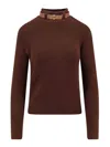 Elisabetta Franchi Wool-blend High-neck Sweater In Brown