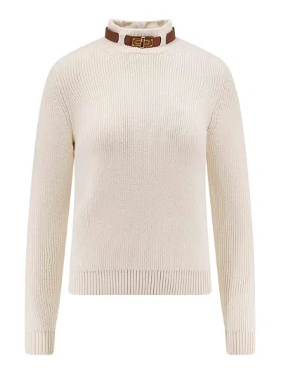 Elisabetta Franchi Wool Mixed Shirt In Neutral