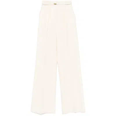 Elisabetta Franchi Wool Trousers In Beige