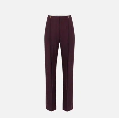 Elisabetta Franchi Wool Pants In Burgundy