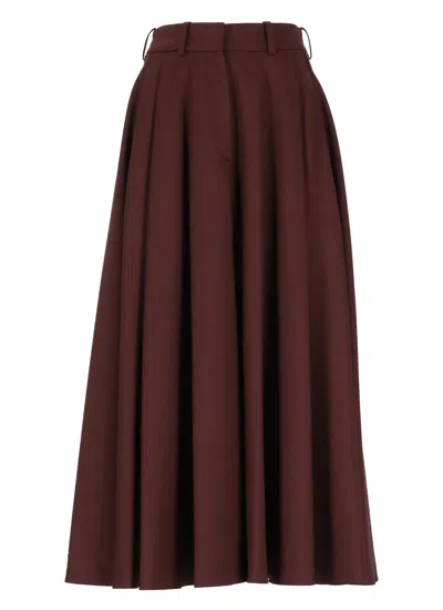 Elisabetta Franchi Wool Pleated Skirt In Red