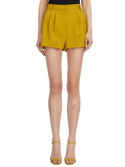 Elisabetta Franchi Wool Shorts With Stitching In Yellow