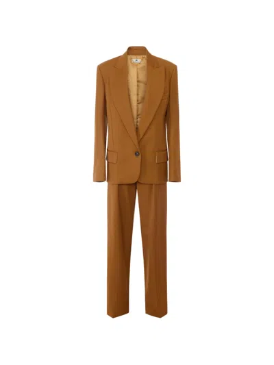 Elisabetta Franchi Wool Single-breasted Suit In Brown