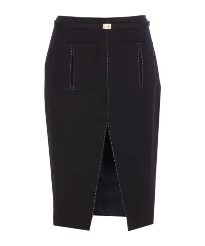 ELISABETTA FRANCHI ELISABETTA FRANCHI CONTRAST TOPSTITCHED COOL SKIRT