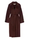 Elisabetta Franchi Wool Trench Coat In Brown