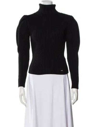Pre-owned Elisabetta Franchi Wool Turtleneck Sweater In Black