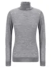 ELISABETTA FRANCHI WOOL TURTLENECK SWEATER, CARDIGANS GRAY