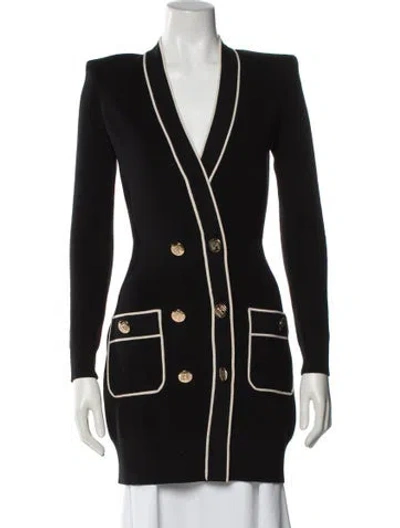 Pre-owned Elisabetta Franchi Wool V-neck Sweater In Black