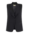 Elisabetta Franchi Blanded Wool Vest In Black In Black