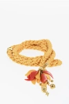 Elisabetta Franchi Woven Fabric Belt With Petal Detail