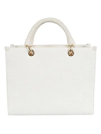 ELISABETTA FRANCHI WOVEN TOP HANDLE PATTERNED TOTE