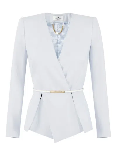 Elisabetta Franchi Wrap Belted Blazer In Blue
