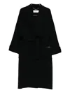 Elisabetta Franchi Wrap Coat In Double Wool Blend Cloth In Black