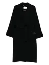 Elisabetta Franchi Wrap Coat In Double Wool Blend Cloth In Black