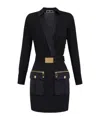 Elisabetta Franchi Wrap-design Cargo-pocket Mini Dress In Black